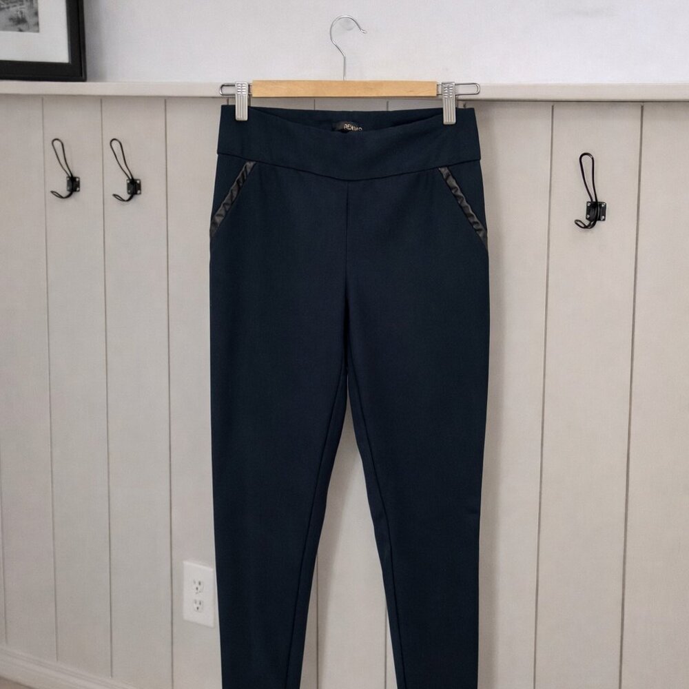 Renuar Ladies Size 4 Dark Green pants Faux Leather Accents
